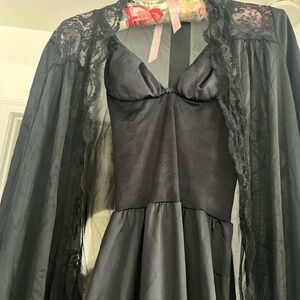 Olga  Black Lace Nightgown